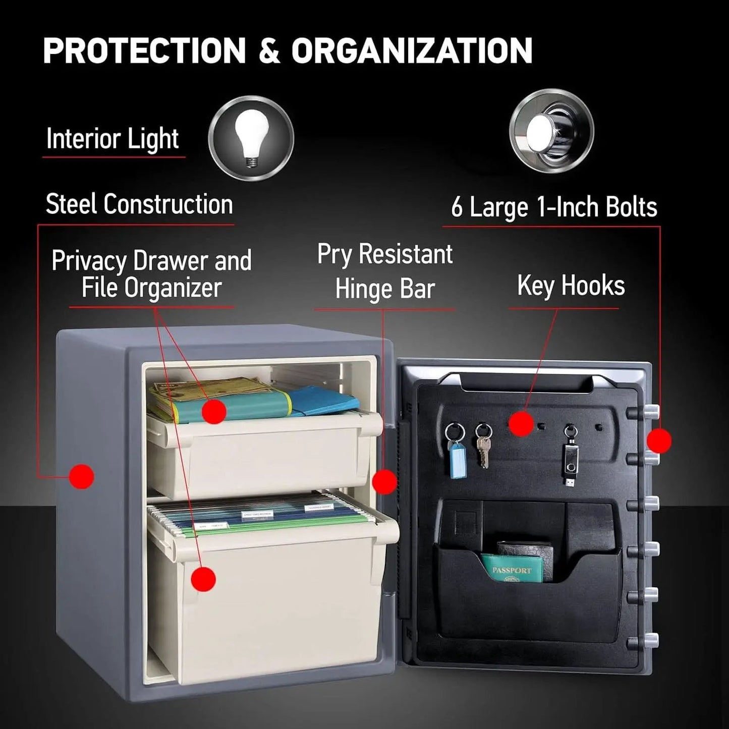 Gray Steel Safe With Digital Keypad Lock For Home Use from PriceLows™