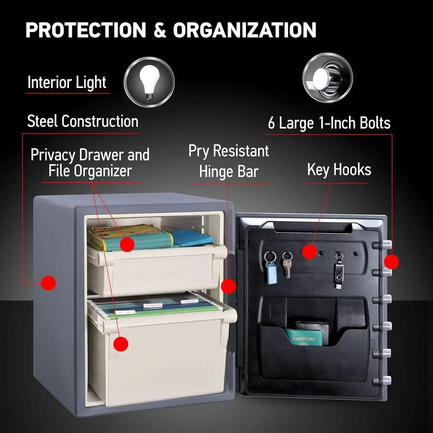Gray Steel Safe With Digital Keypad Lock For Home Use from PriceLows™