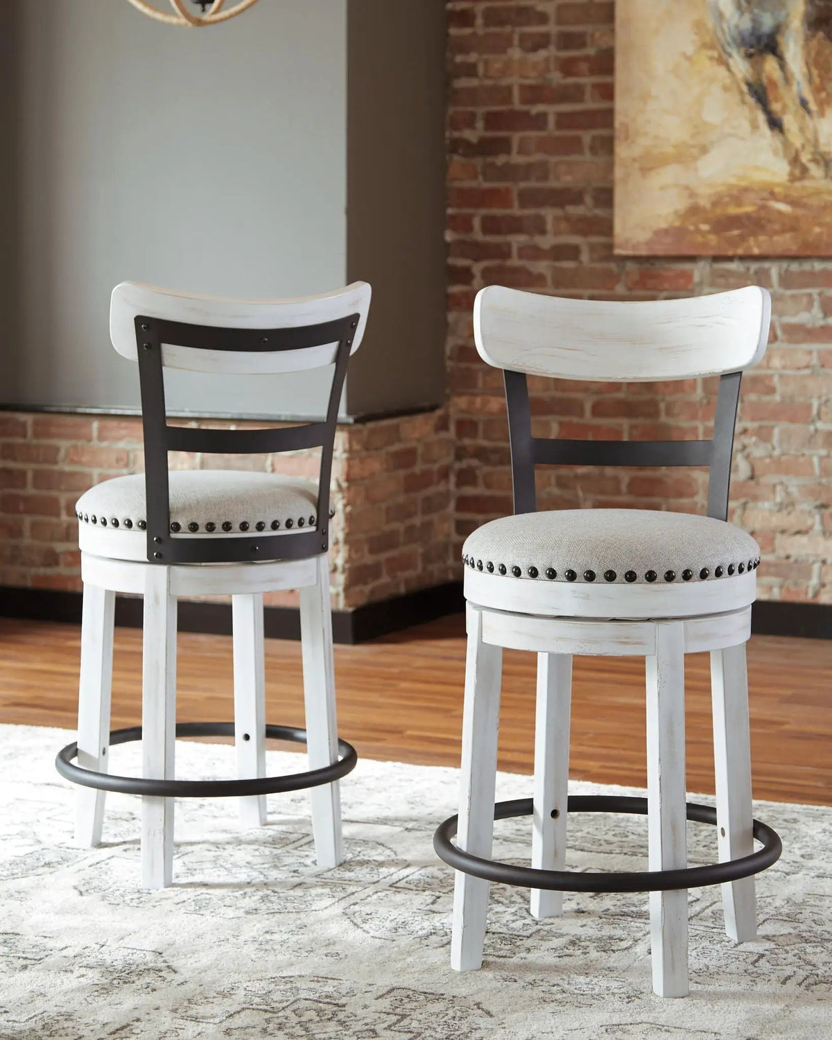 Valebeck Swivel Stool | Full Back | Rustic-Industrial Style | Barstool Height