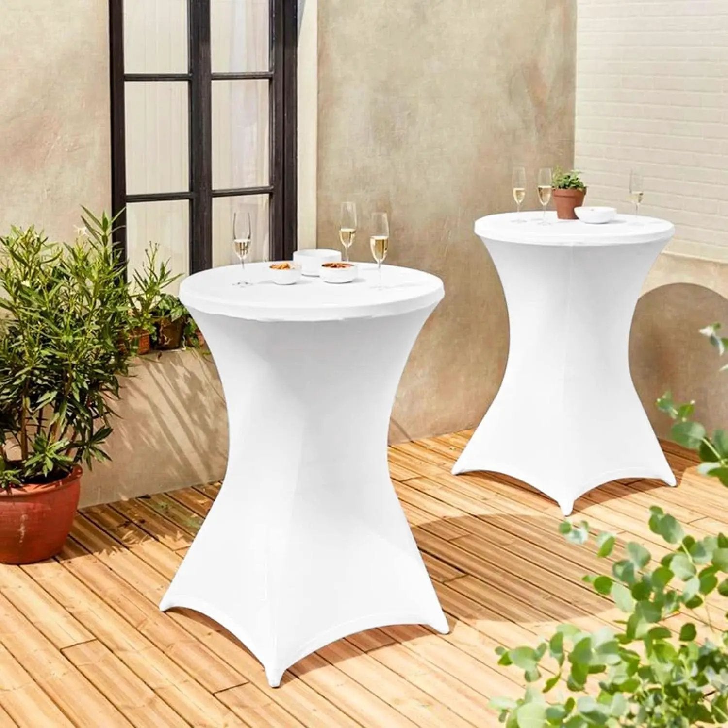White Spandex Square Cocktail Table Covers 32x43Inches from PriceLows™