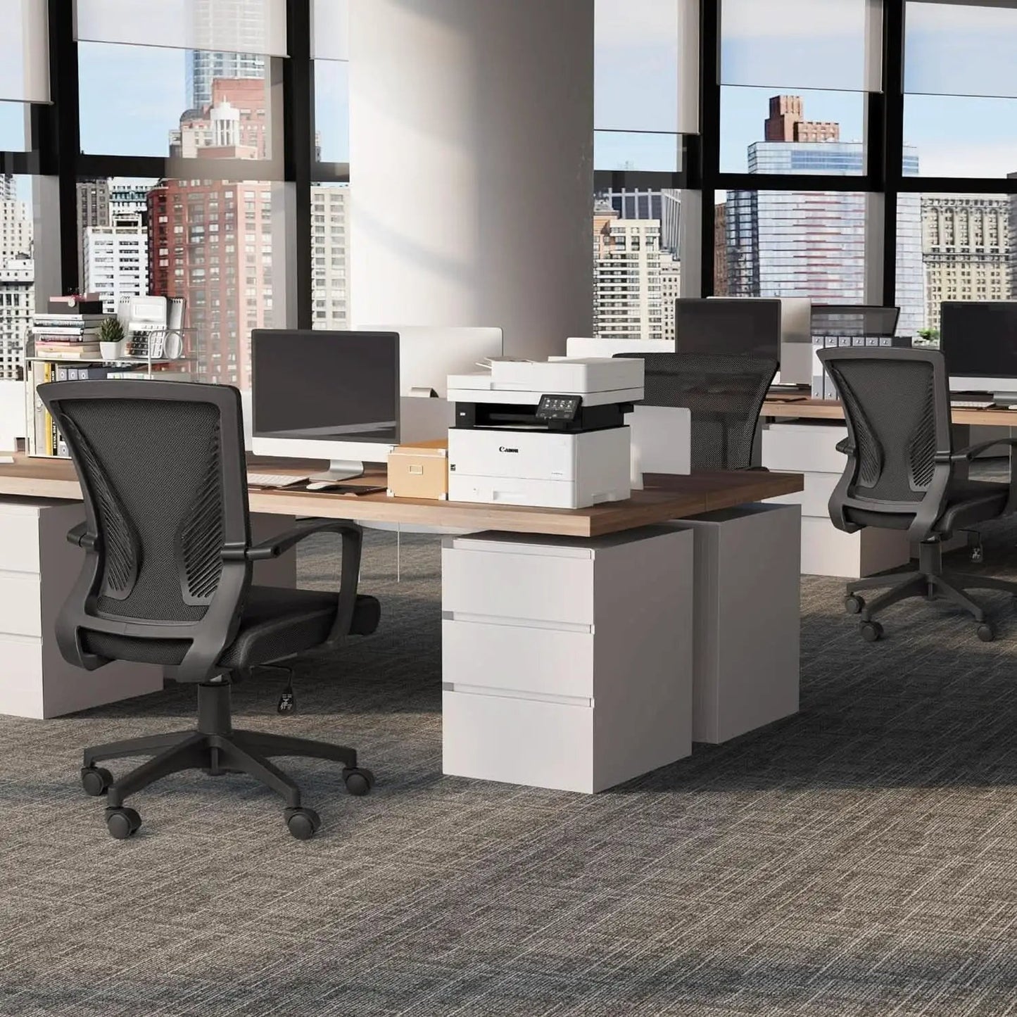 Office Chair Ergonomic Mid Back Mesh Black Lumbar Support from PriceLows™