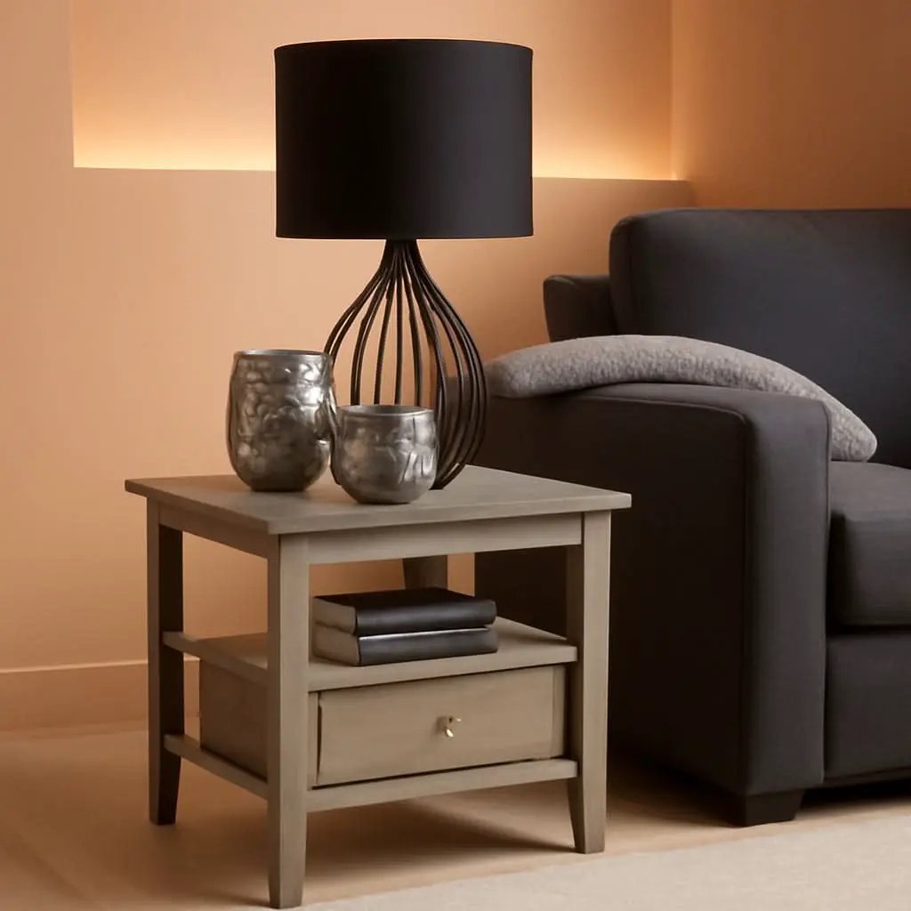 Solid Wood Rectangle End Table With Drawer Farmhouse Grey from PriceLows™