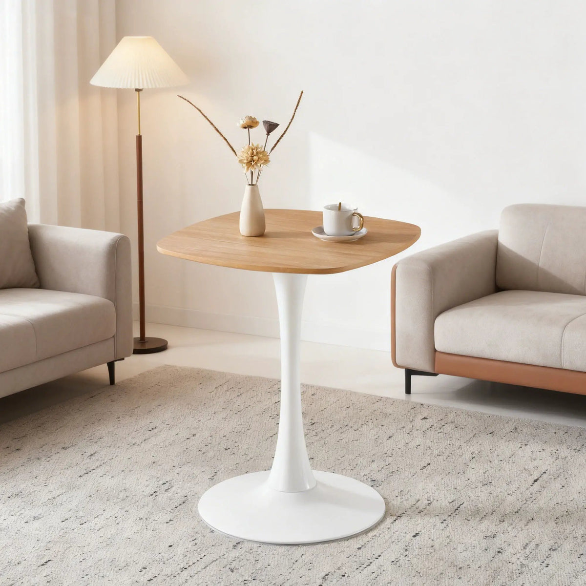 Modern Dining Table | 42 Inch Square | Pedestal Base | Contemporary Design
