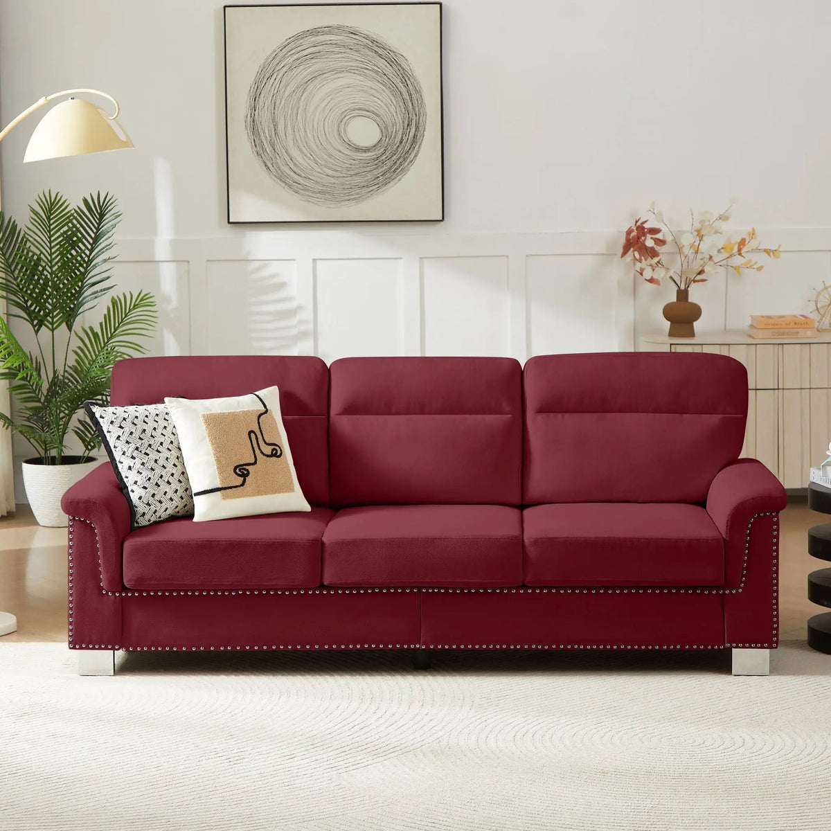 3 Seater Stationary Sofa | High-Density Foam And Spring Pack | 84.2 Inch Length | Solid Structure