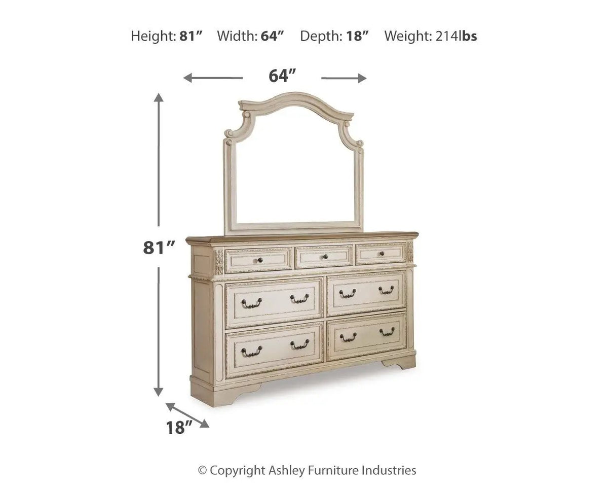 Realyn Dresser | Traditional Cottage Style | Antiqued Two-Tone Finish | Chipped White