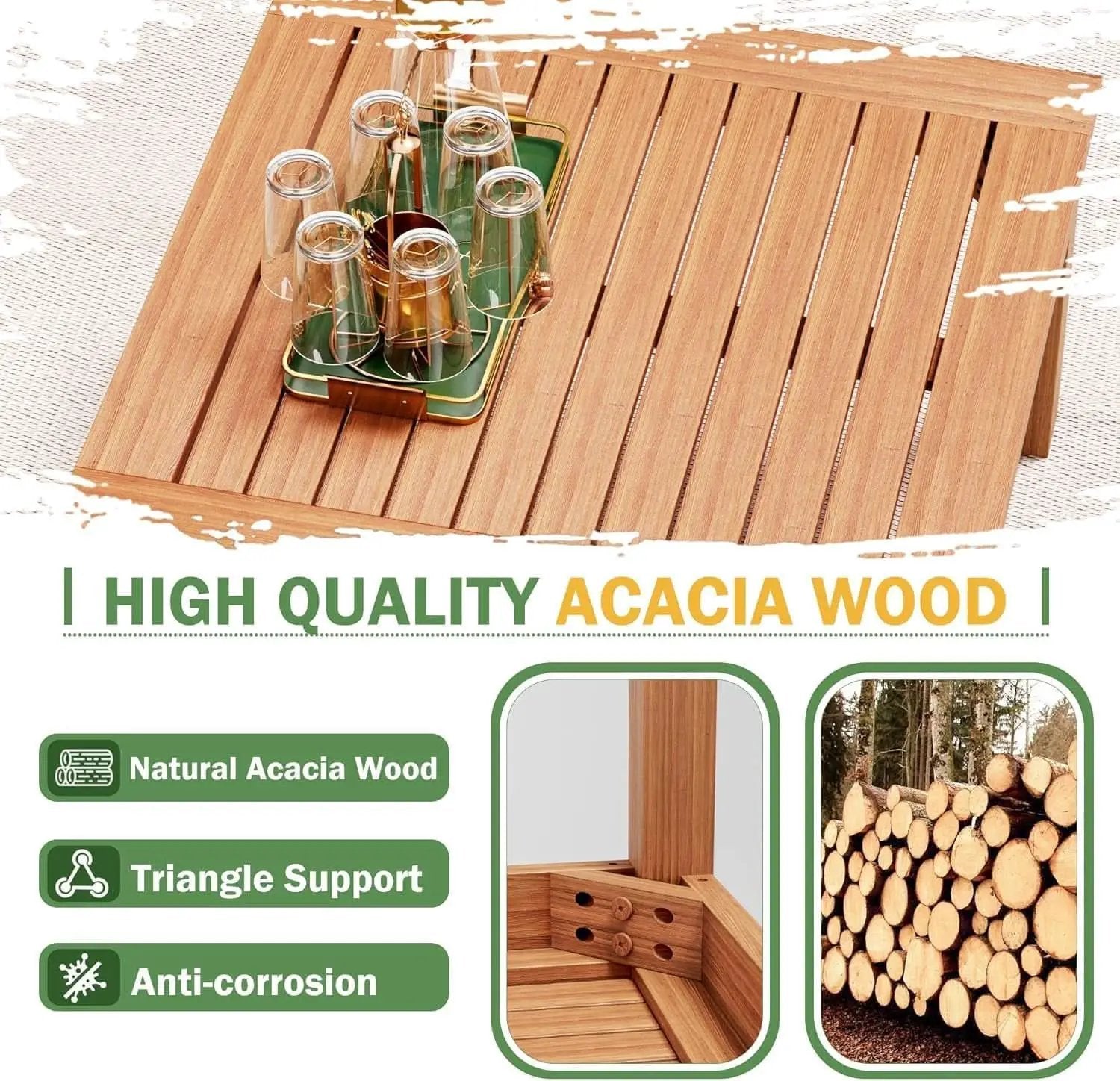 Acacia Wood Outdoor Sectional Sofa Set with Cushions from PriceLows™
