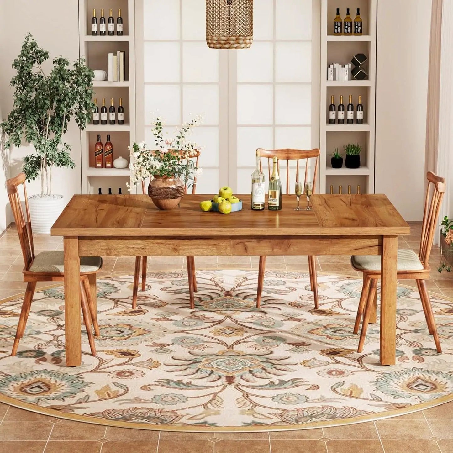 70.87 Inch Wood Dining Table Farmhouse Thickened Legs from PriceLows™