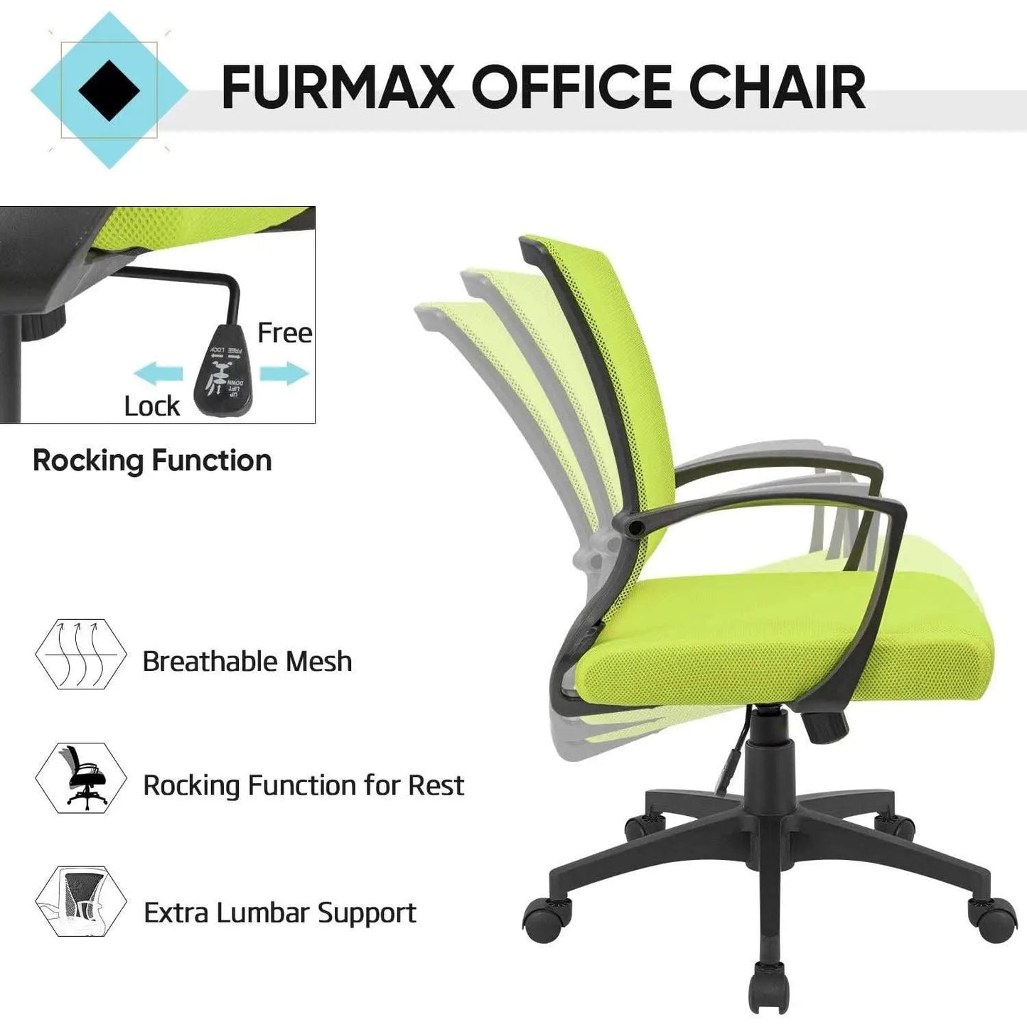 Cyan Ergonomic Office Chair Armrests And Lumbar Support from PriceLows™