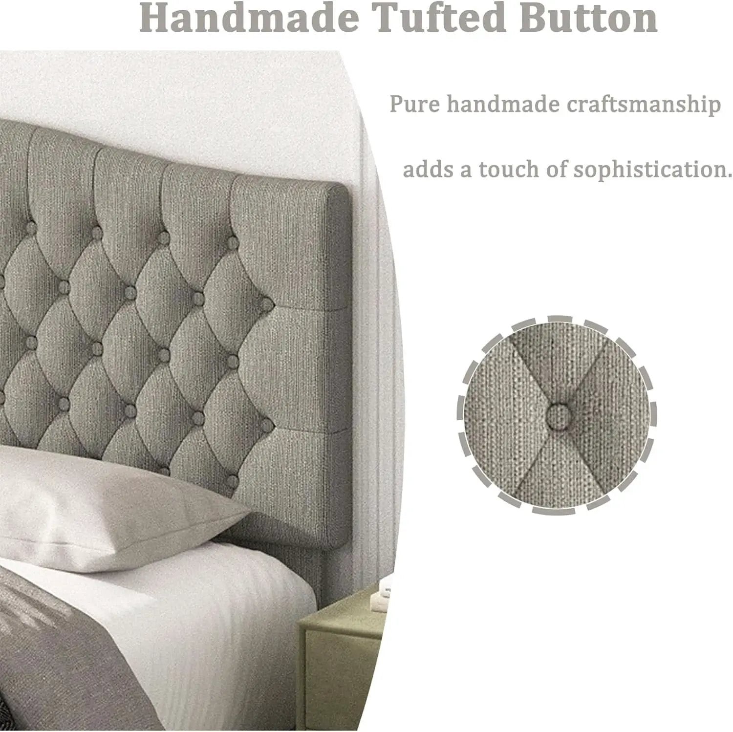 Upholstered King Headboard with Tufted Design and Legs from PriceLows™