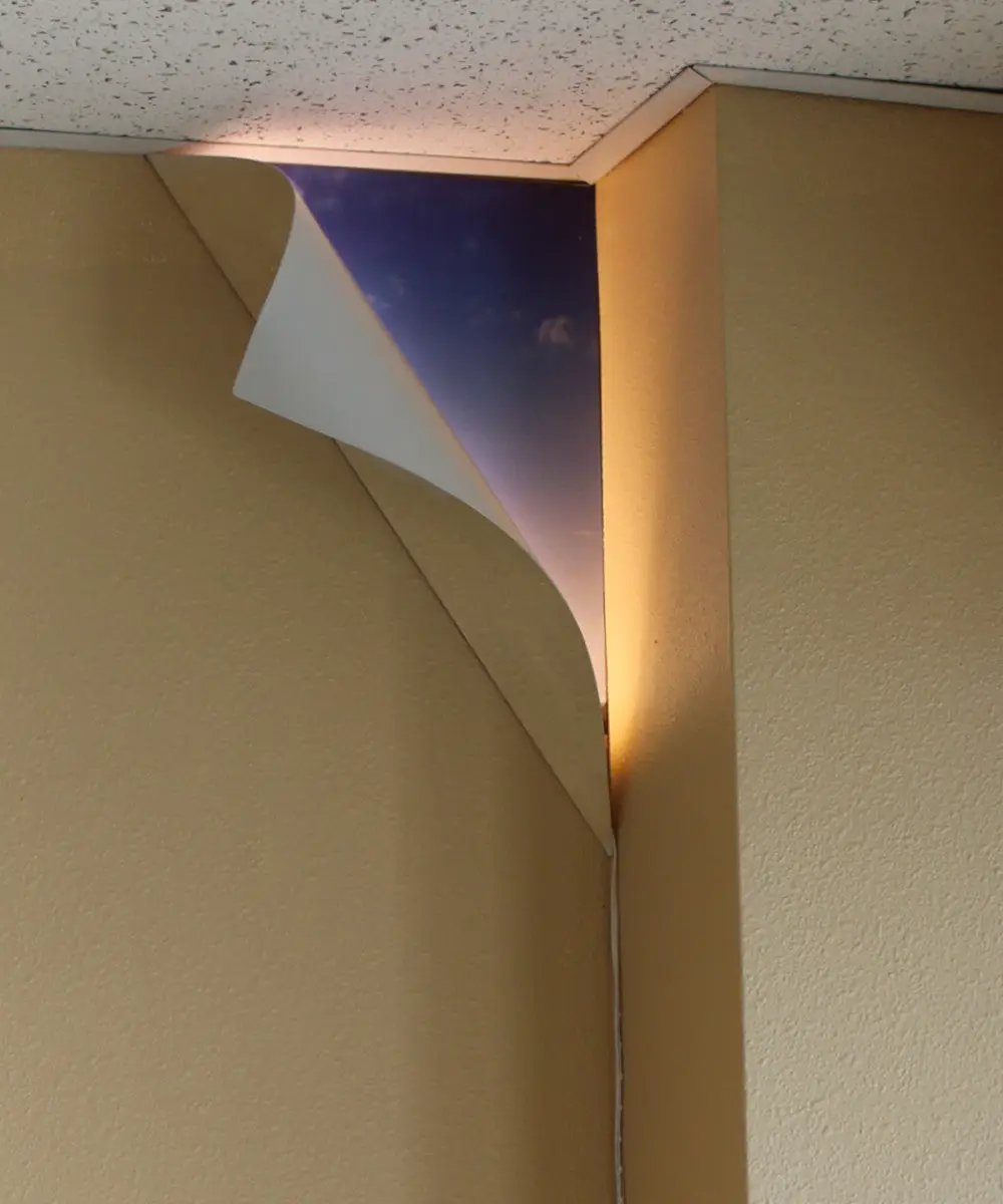 LED Corner Light | 18 Inch Height | White Curved Metal | Big Reveal Design
