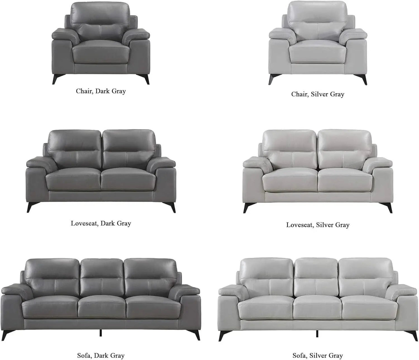 89 Inch Leather Sofa Silver Gray With Metal Legs Wood Frame from PriceLows™