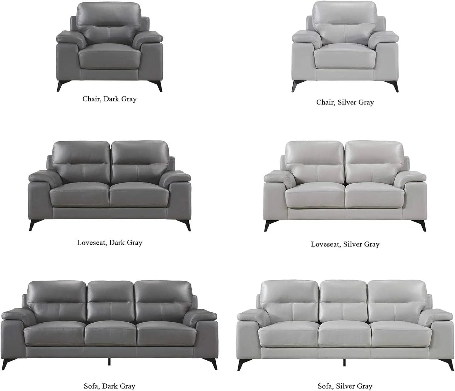 89 Inch Leather Sofa Silver Gray With Metal Legs Wood Frame from PriceLows™