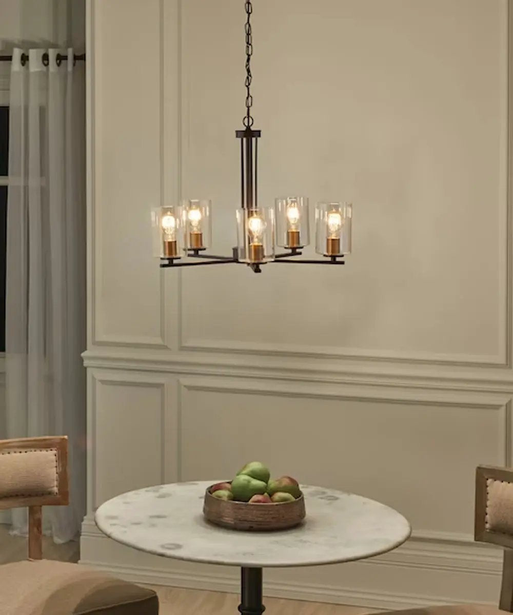 Chandelier | 5-Light | Olde Bronze Finish | Clear Glass