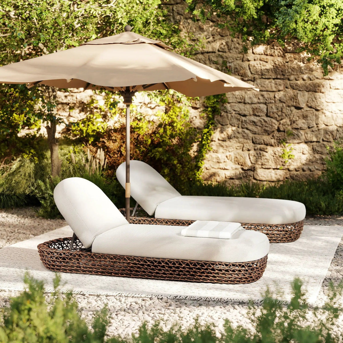 Willow Sunbrella Upholstered Patio Lounger Chaise | 32 x 80.5 x 14 in | Outdoor Living Furniture | Outdoor Living
