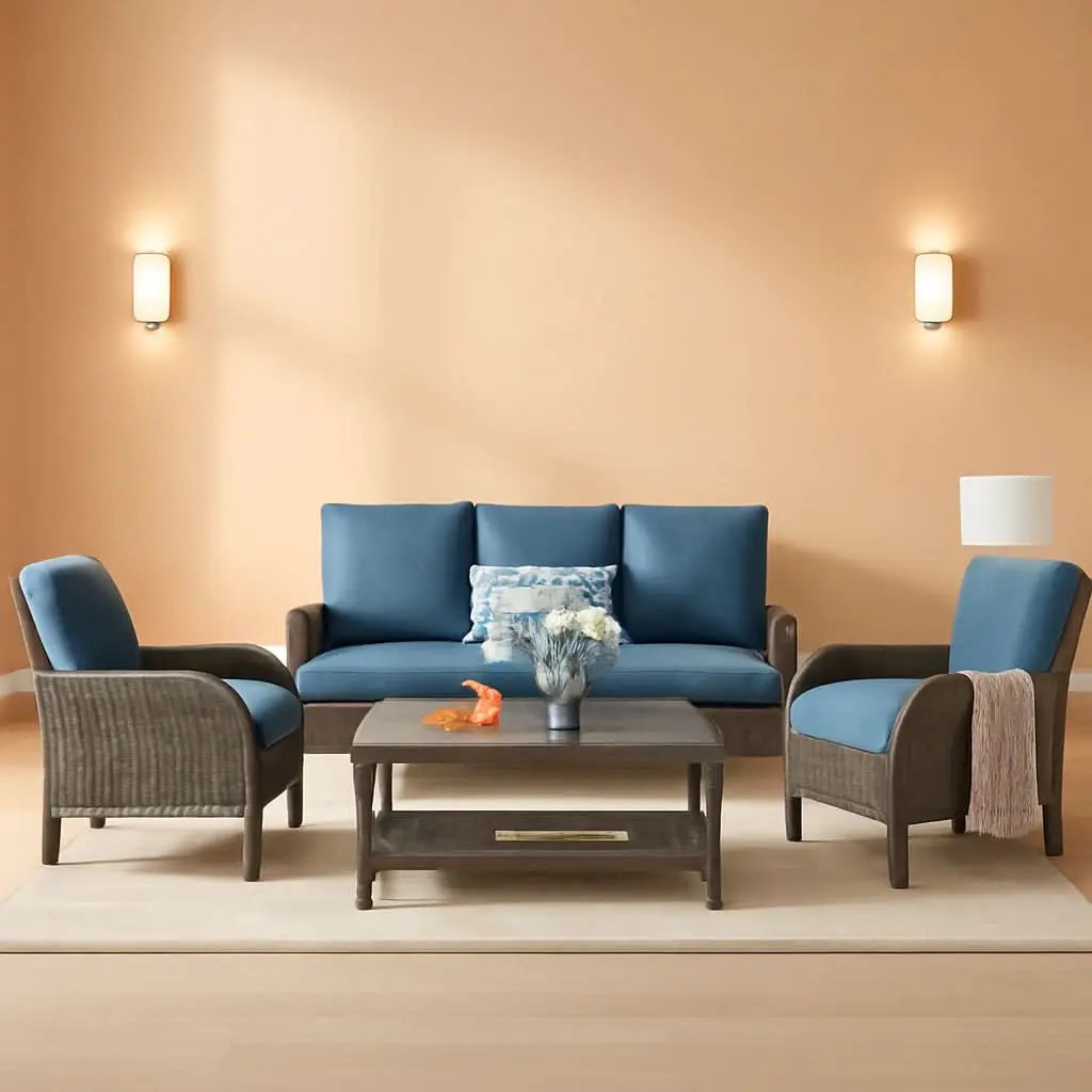 Denim Blue 4 Piece Outdoor Patio Furniture Set Cushions from PriceLows™