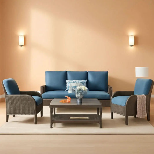 Denim Blue 4 Piece Outdoor Patio Furniture Set Cushions from PriceLows™