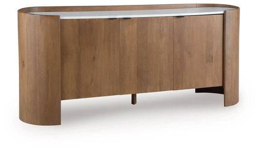 Fitzroy Accent Cabinet | 66.13 x 17.88 x 29 in | Mango Wood & Marble | Brown / White