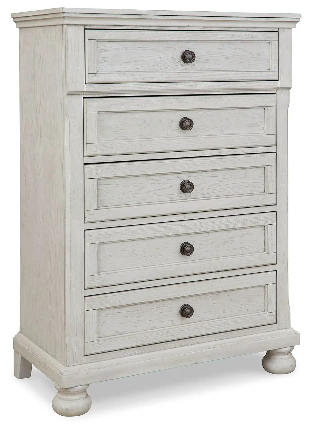 Robbinsdale Five Drawer Chest Youth | 34 x 18 x 47.88 in | Engineered Wood & Oak Veneer | Antique White