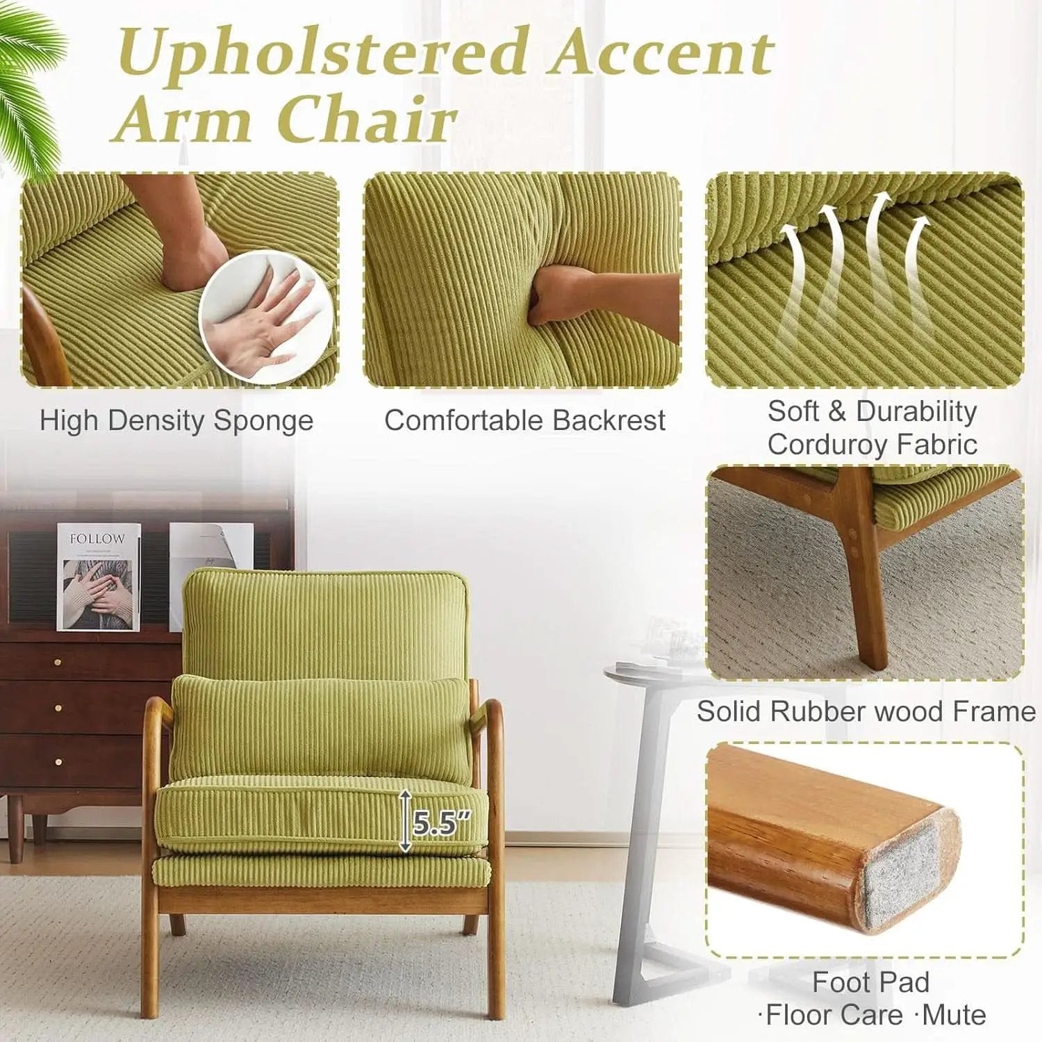 Nightshade Green Armchair With Lumbar Pillow Home Office from PriceLows™