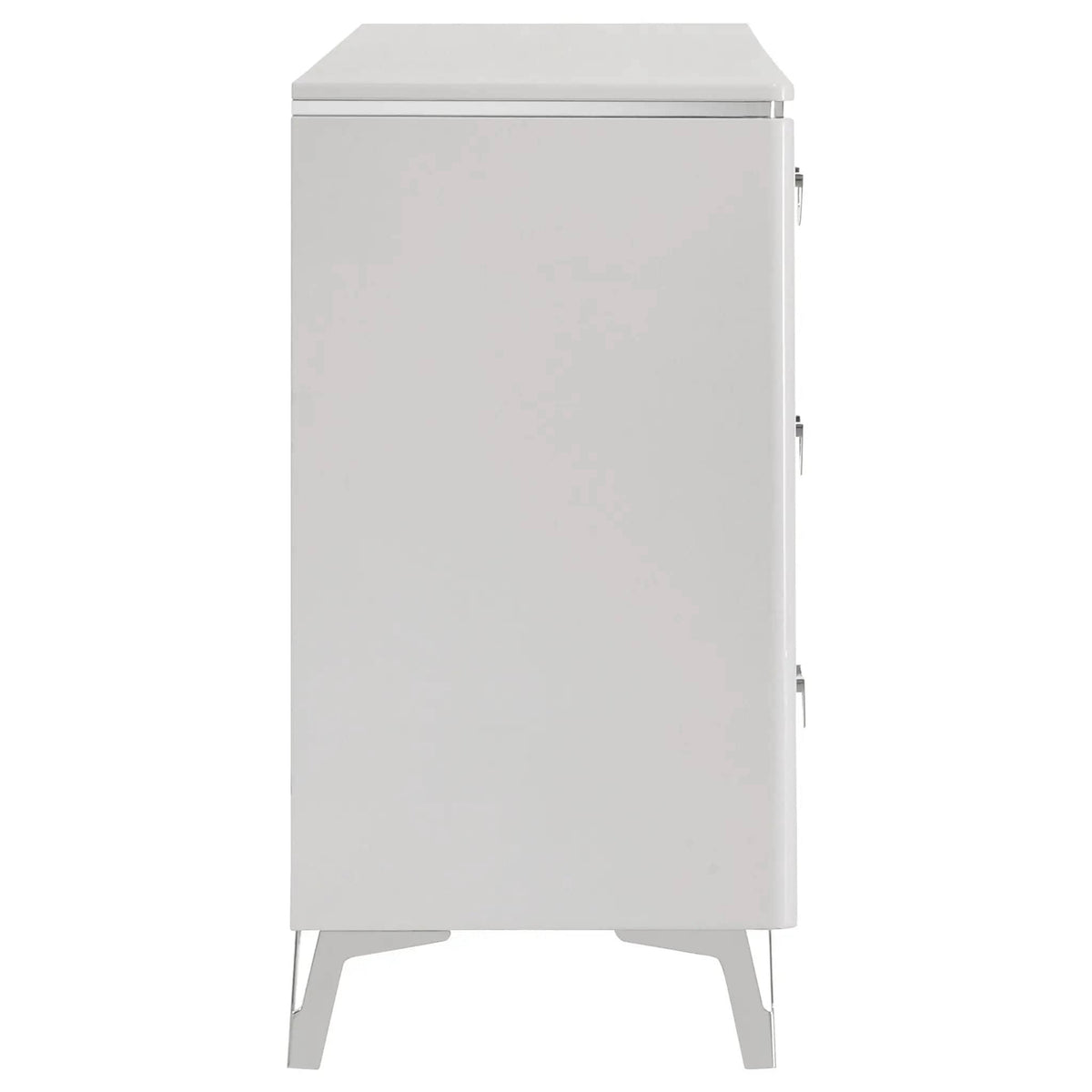 Cassia 6-drawer Bedroom Dresser Cabinet White High Gloss | 63 x 17.75 x 35.25 in | Metal | Bedroom
