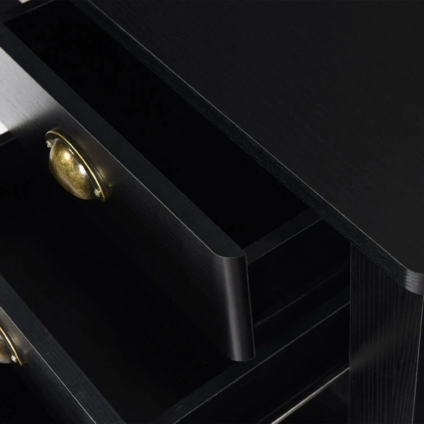 Matte Black Desk With Drawers And Hutch For Home Office from PriceLows™