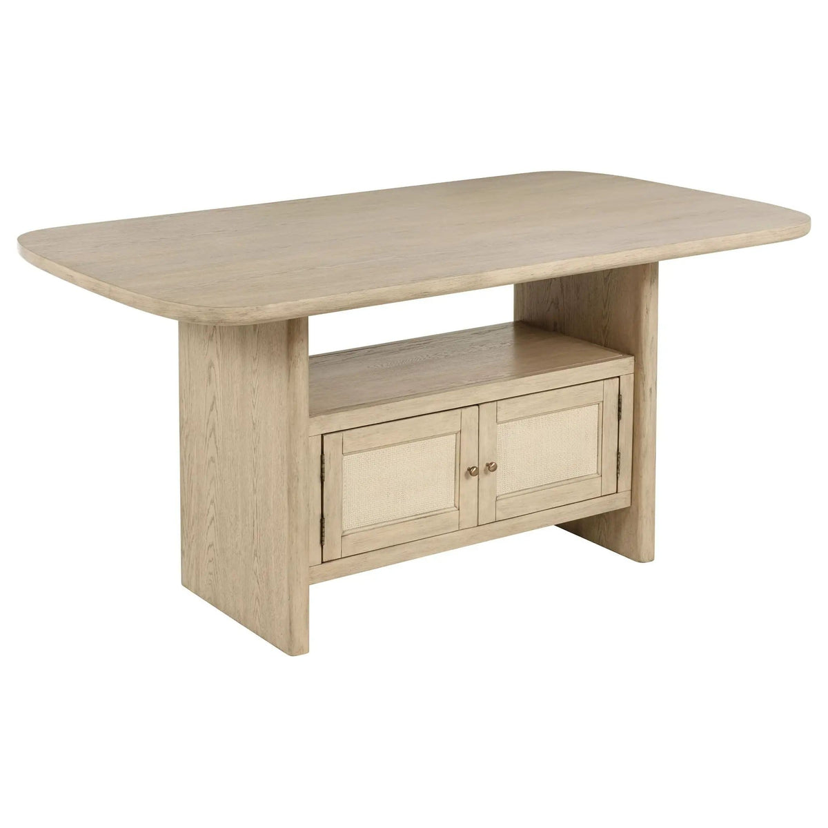 Kailani Cane Counter Height Storage Dining Table Beige | 72 x 42 x 36.5 in | Dining Room Furniture | Oak
