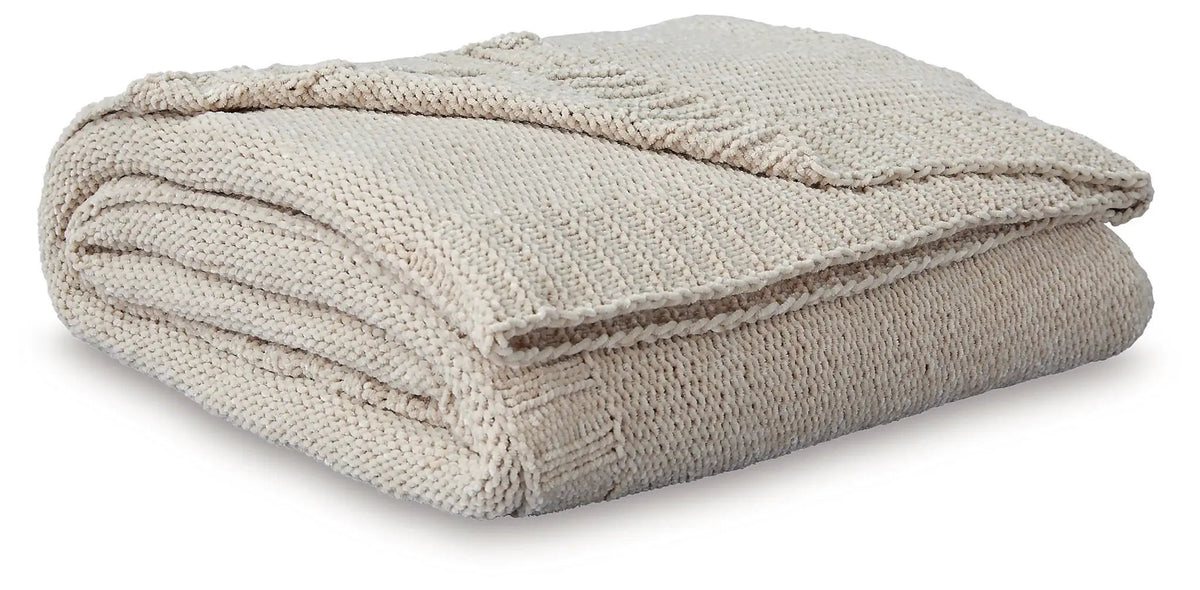 Anawood Knit Throw Blanket | Neutral Hue | Textural Knit Construction | 50 x 60 Inch