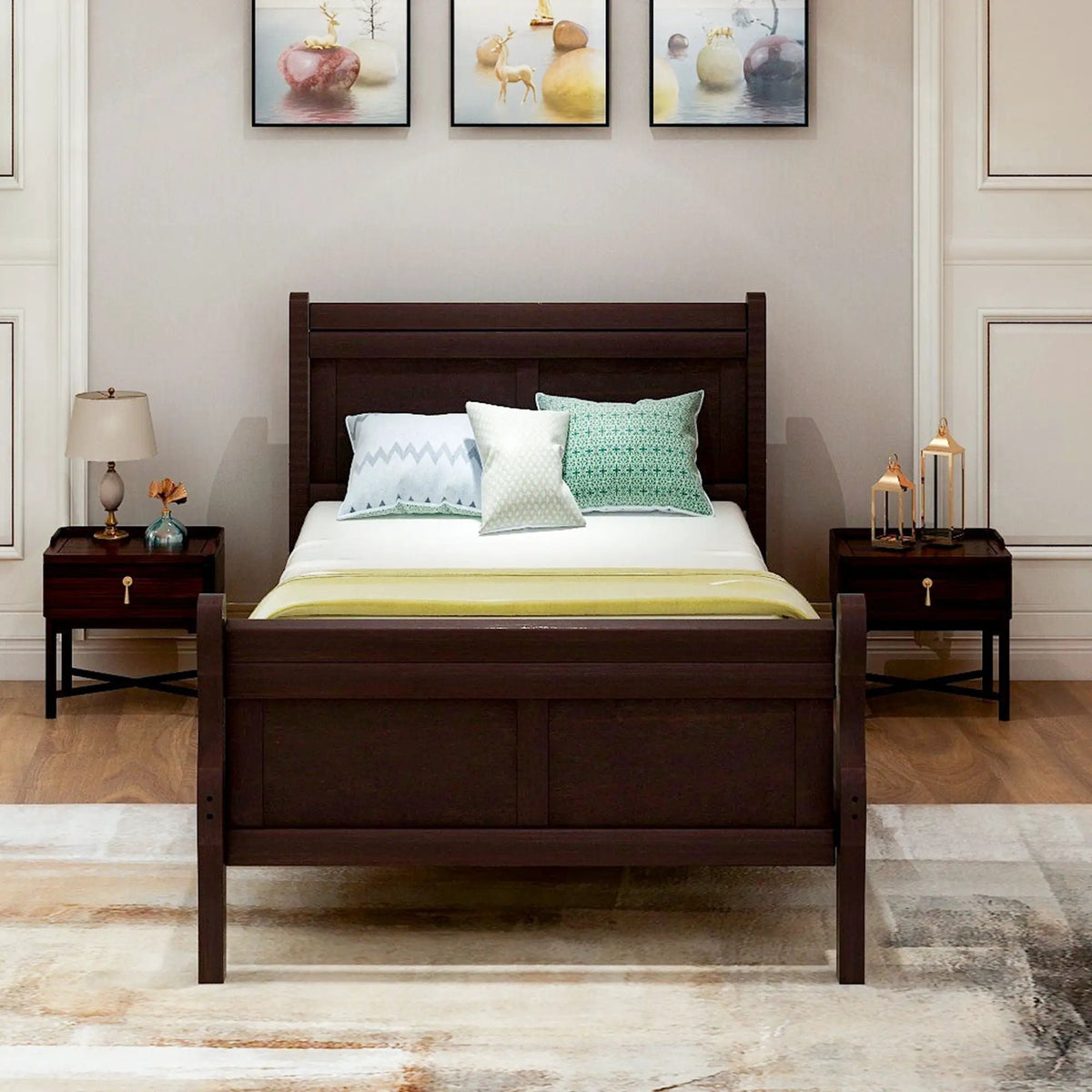 Wood Platform Bed Frame | Headboard Footboard | Wood Slat Support