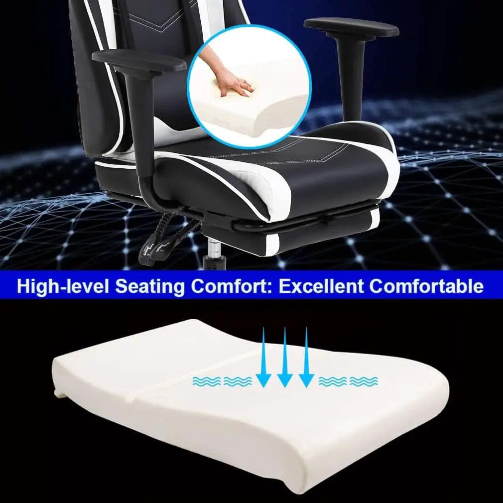 Ergonomic Gaming Chair With Lumbar Support Footrest White from PriceLows™