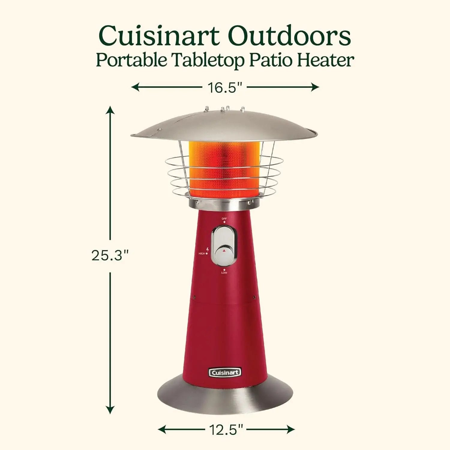 Portable Tabletop Patio Heater 11000 BTU Red Outdoor from PriceLows™