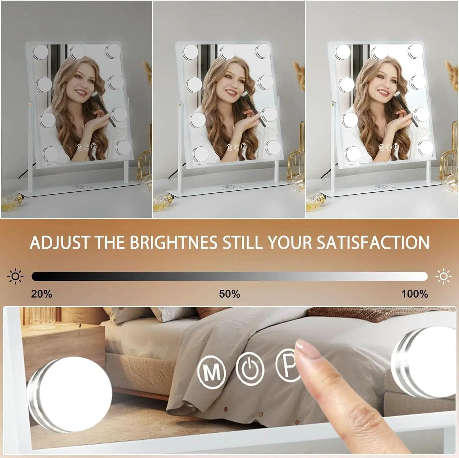 White Vanity Mirror With Light 10X Magnification LED from PriceLows™