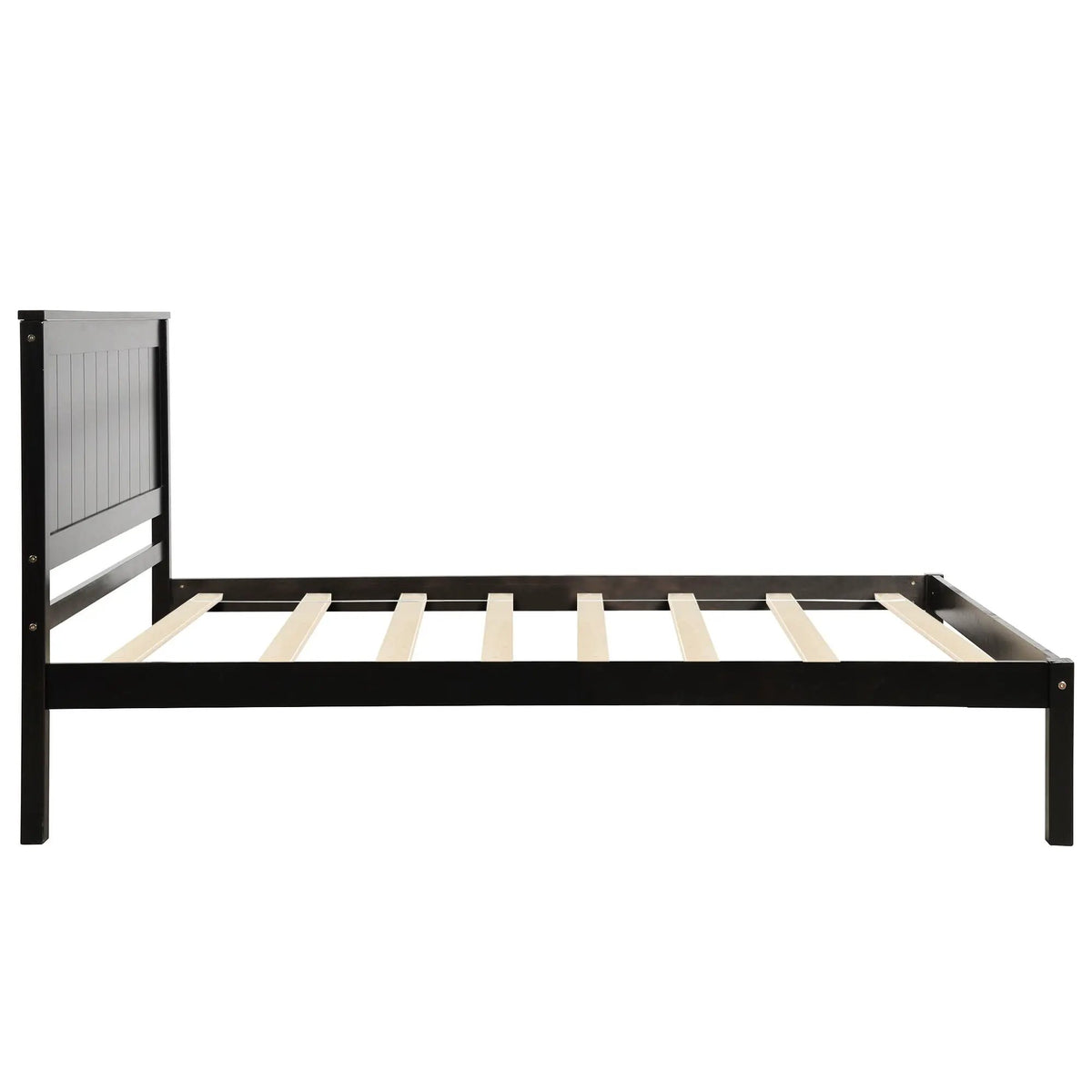 Platform Bed Frame With Headboard | Espresso Finish | Durable Pine Wood