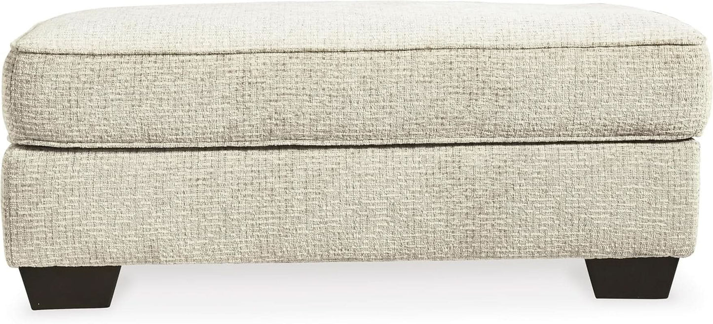 Beige Chenille Upholstered Ottoman With Cushioned Comfort from PriceLows™