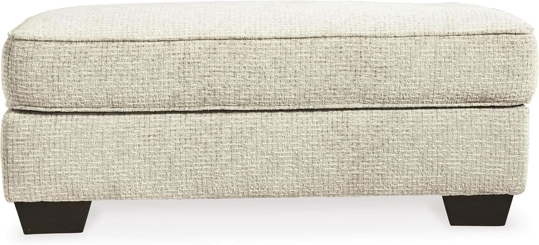 Beige Chenille Upholstered Ottoman With Cushioned Comfort from PriceLows™