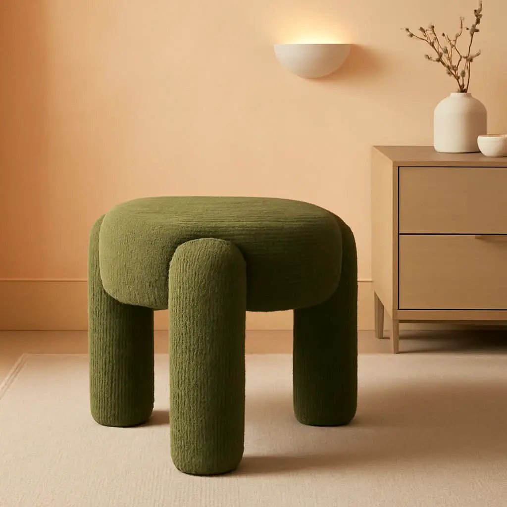 Hugo Twenty Point FiveInch Rounded Moss Green Ottoman from PriceLows™
