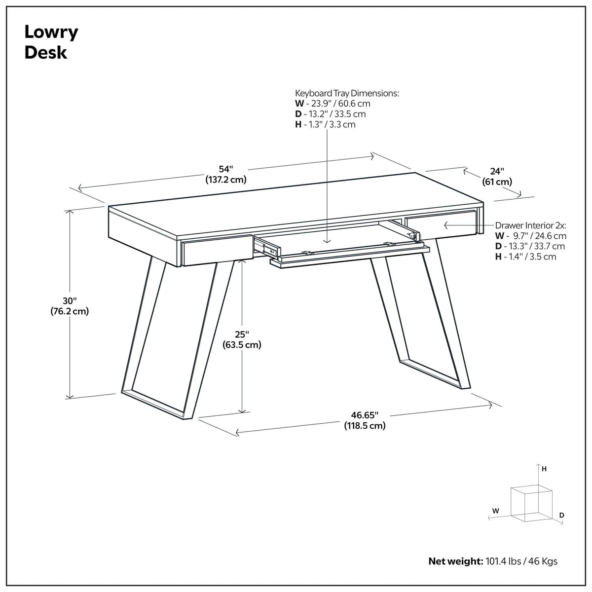 Lowry Handcrafted Desk | 5 Pieces | Metal | Home Office