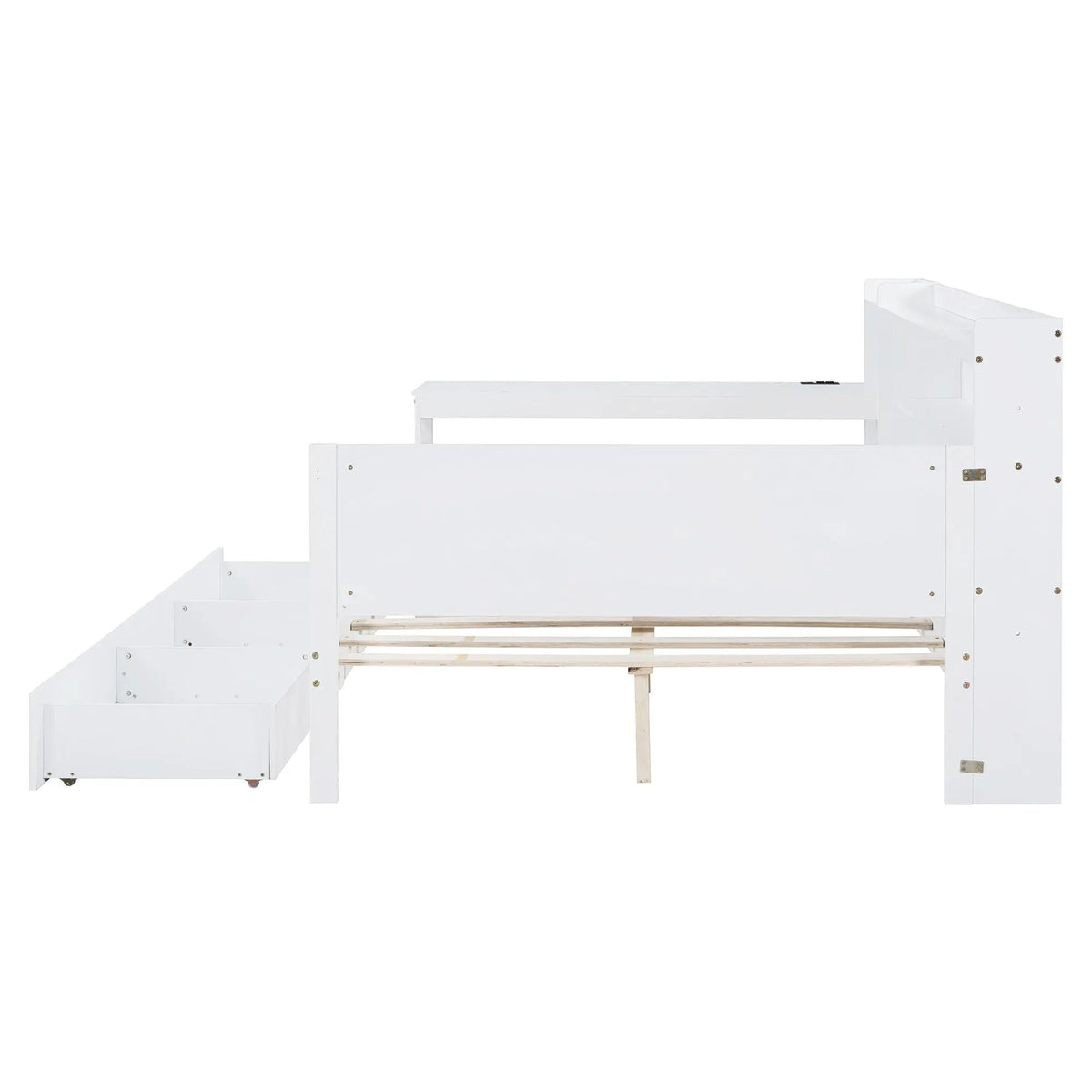 Pine Wood Daybed | 3 Drawers | USB Ports | Built-In Desk