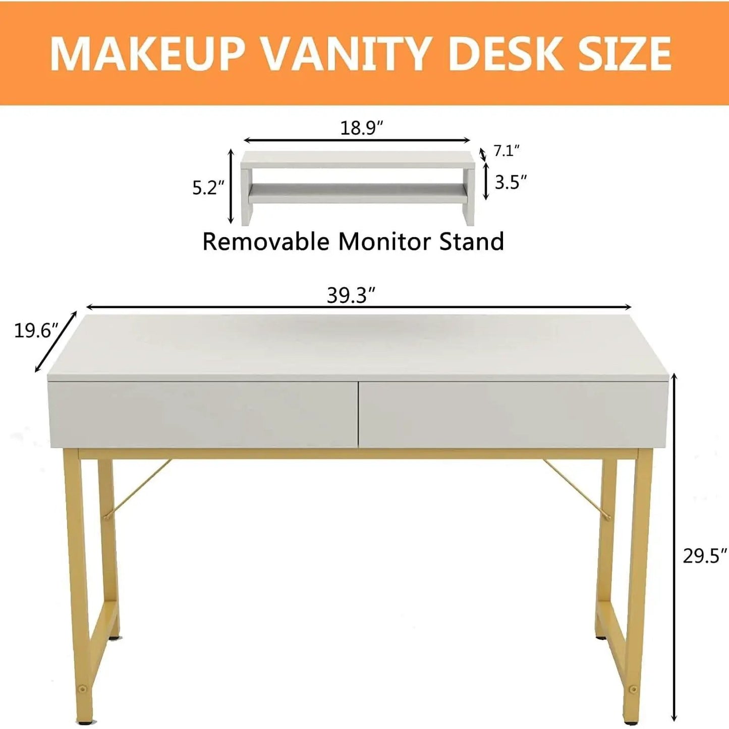 White Home Office Desk With Drawer And Monitor Stand from PriceLows™