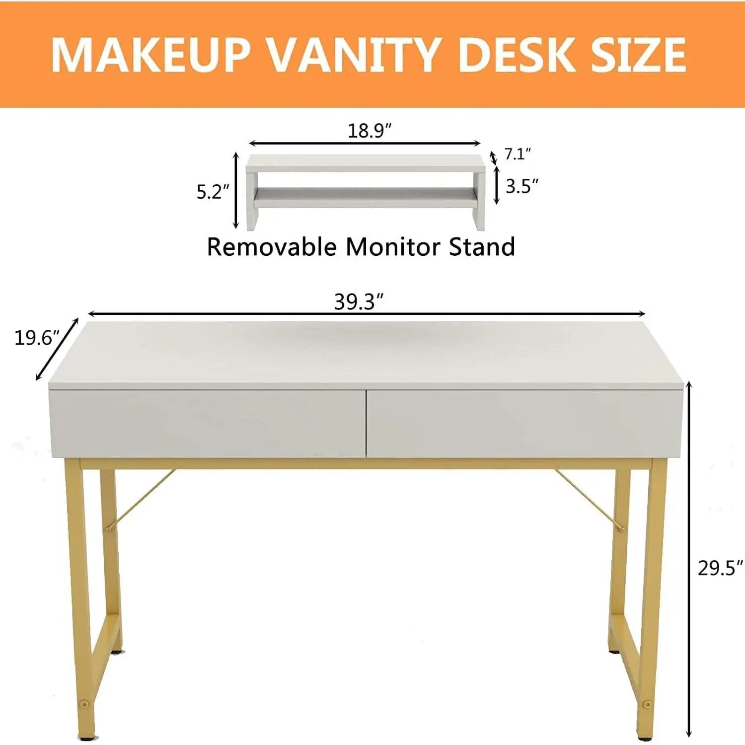 White Home Office Desk With Drawer And Monitor Stand from PriceLows™