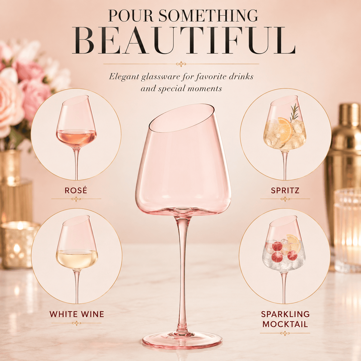 Colosseum Stemmed Wine Glassware | 18 oz | Set of 2 | Entertaining