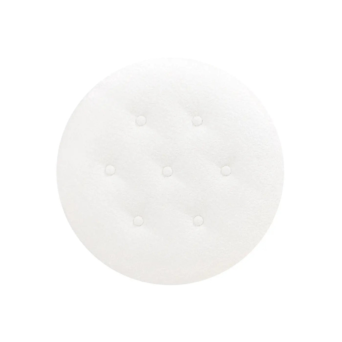 Yolanda Round Accent Ottoman | Almond White | Handcrafted Quality | Kiln-Dried Hardwood Frame