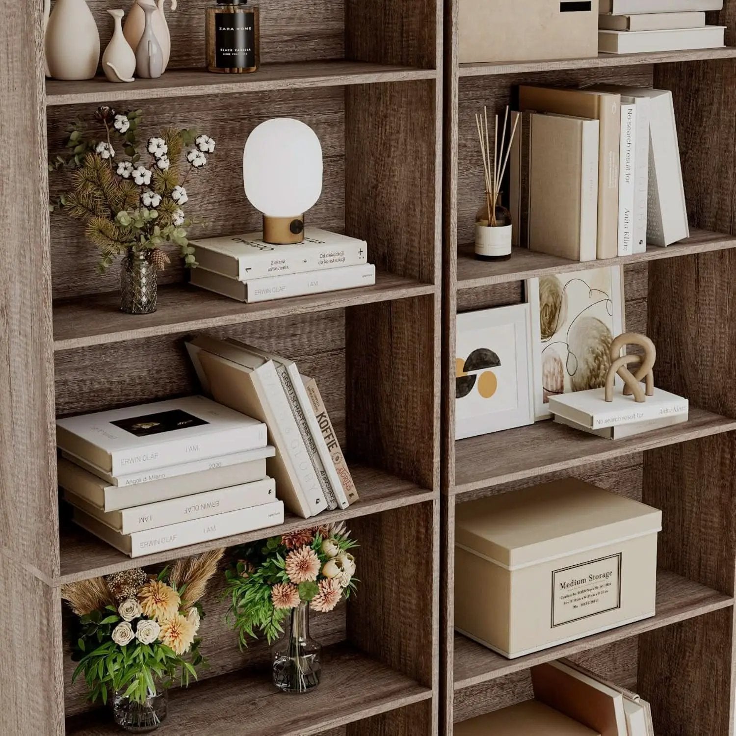 6 Tier Open Bookcase Gray Freestanding For Bedroom Space from PriceLows™