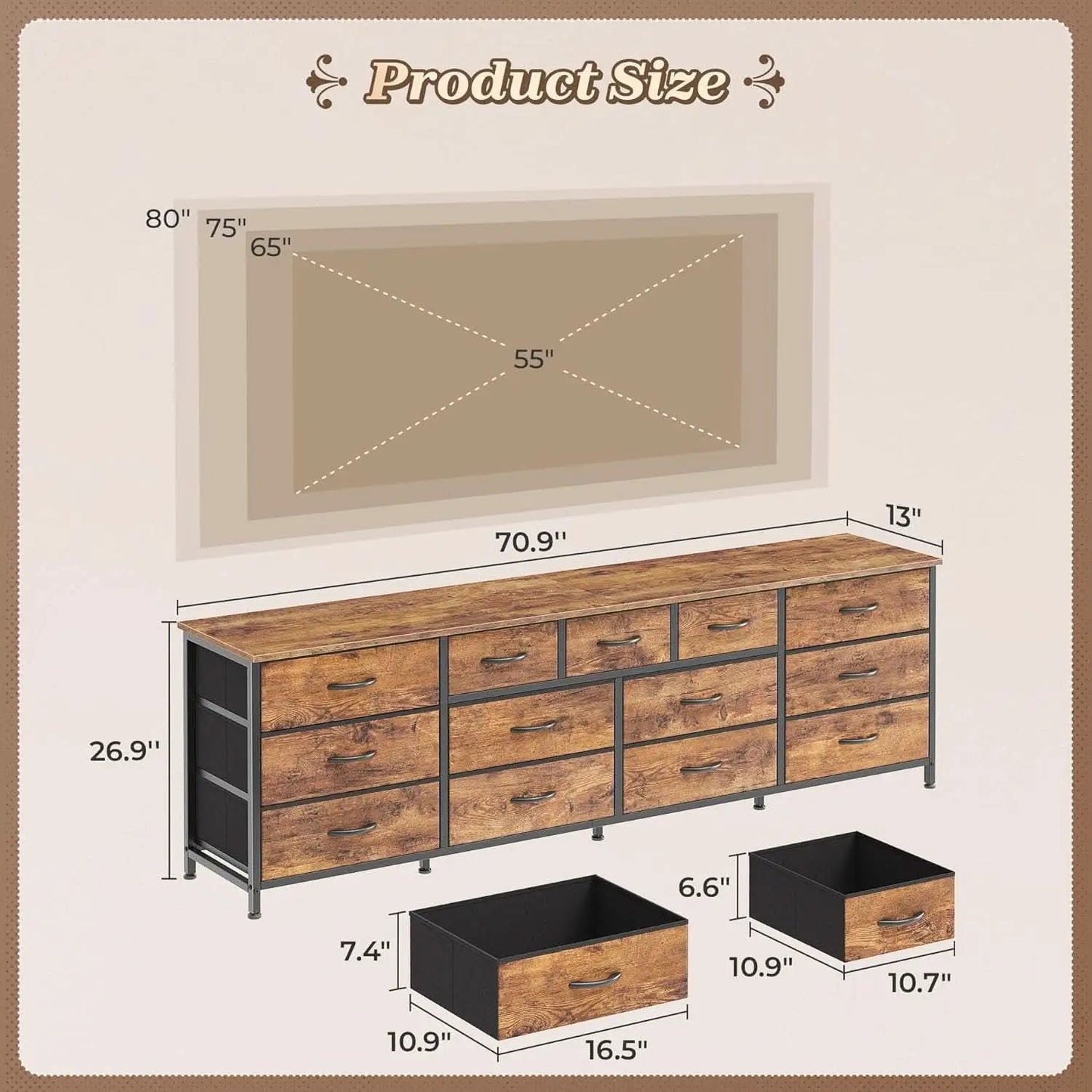 70 Inch Dresser TV Entertainment Center With Drawers from PriceLows™