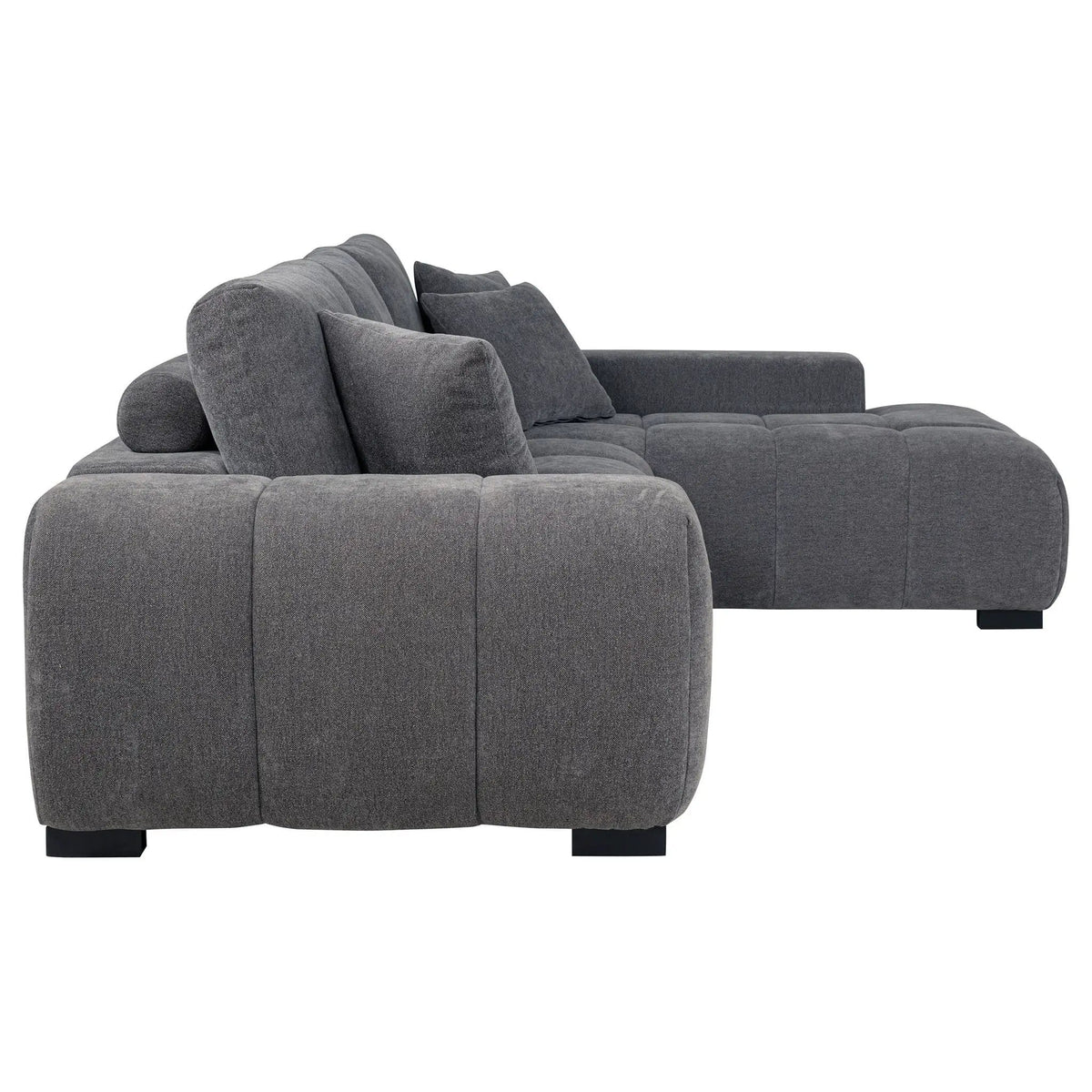Octavia Upholstered Sectional Chaise Sofa Charcoal | 119.25 x 79.5 x 35.5 in | Living Room Furniture | Grey