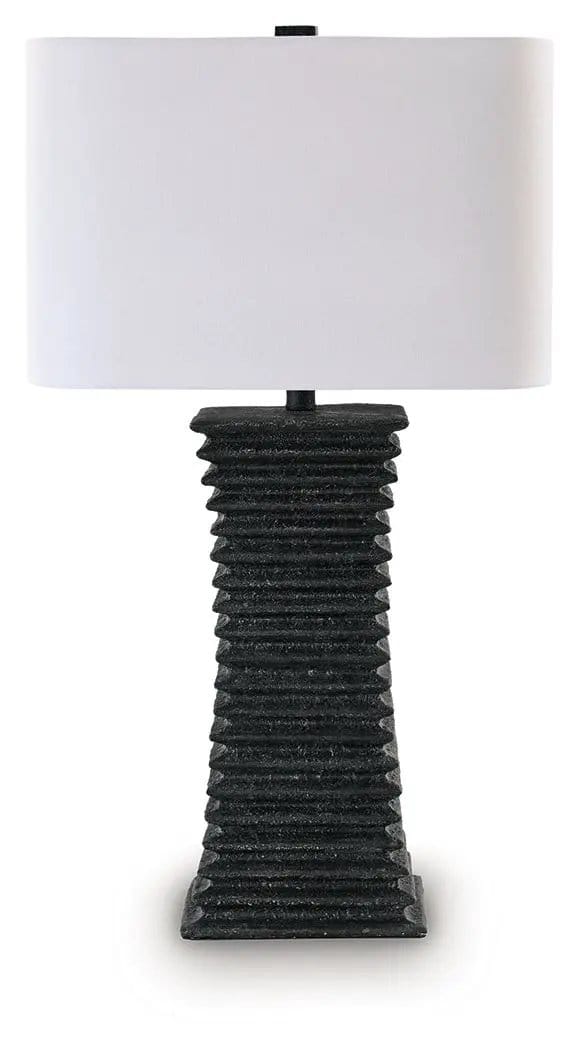 Golzar Poly Table Lamp | 17 x 10 x 30 in | Fabric | Black
