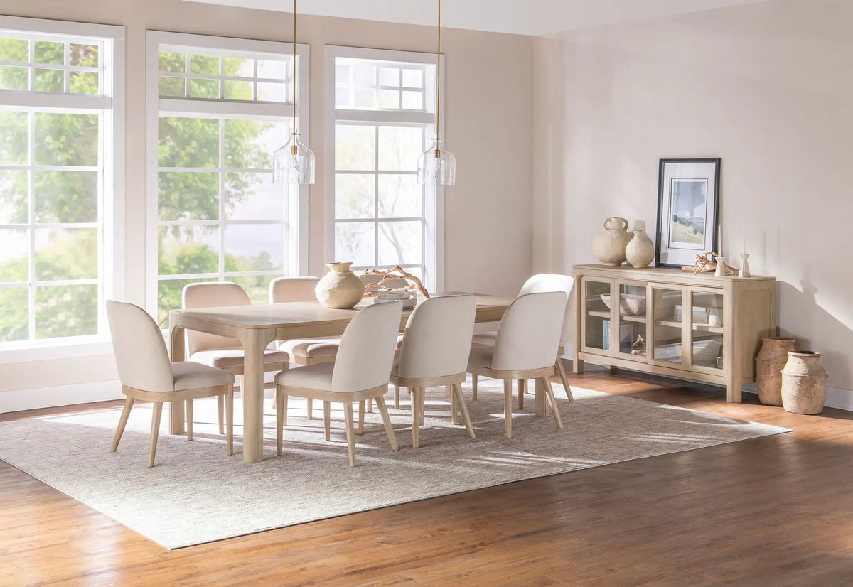 Solano 9-piece Extension Table Dining Set Weathered Mango | 9-Piece Set | Mango Wood & Fabric | Dining Room