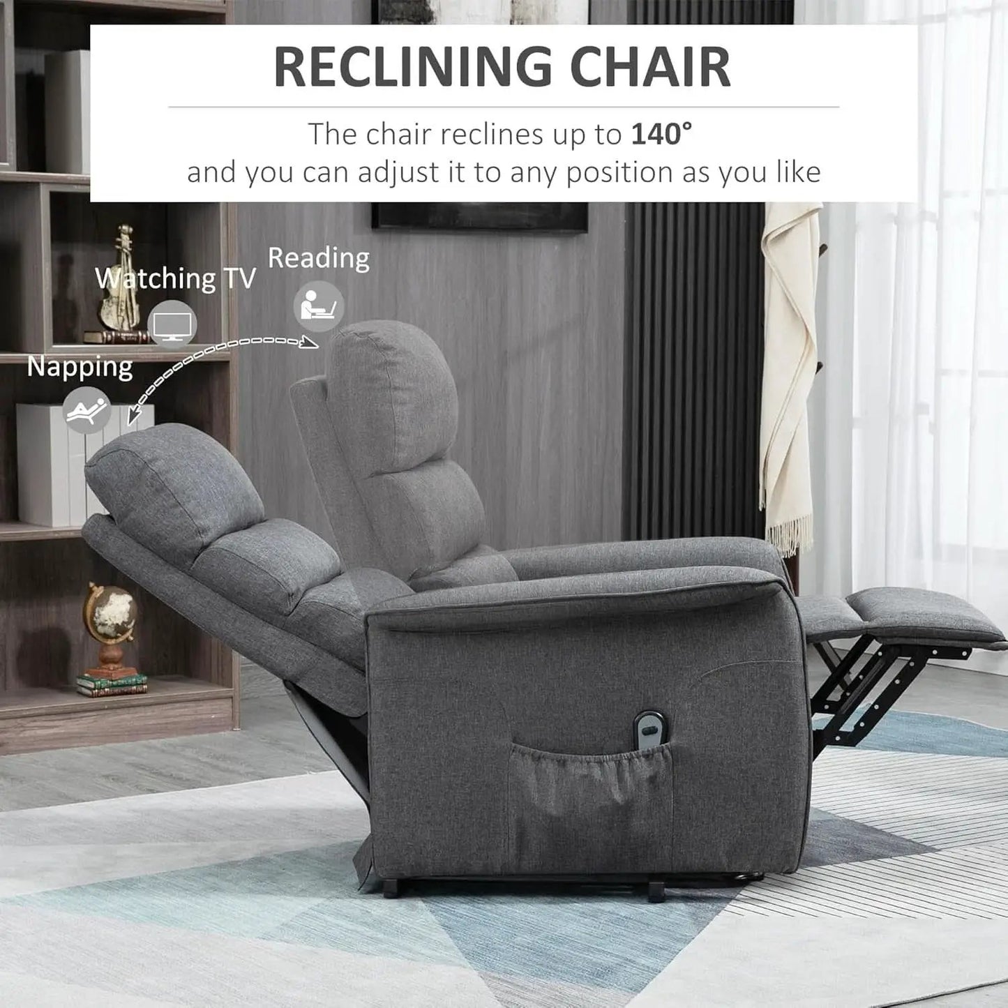 Power Lift Recliner Chair Gray With Remote Control from PriceLows™