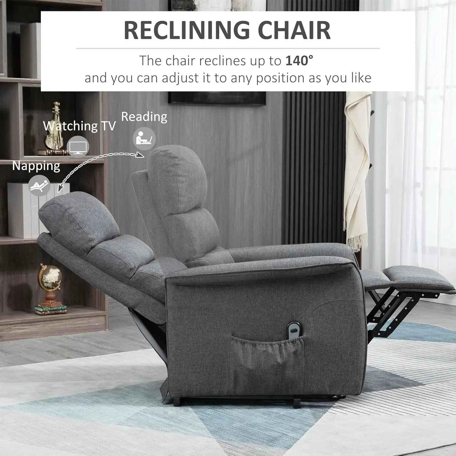 Power Lift Recliner Chair Gray With Remote Control from PriceLows™