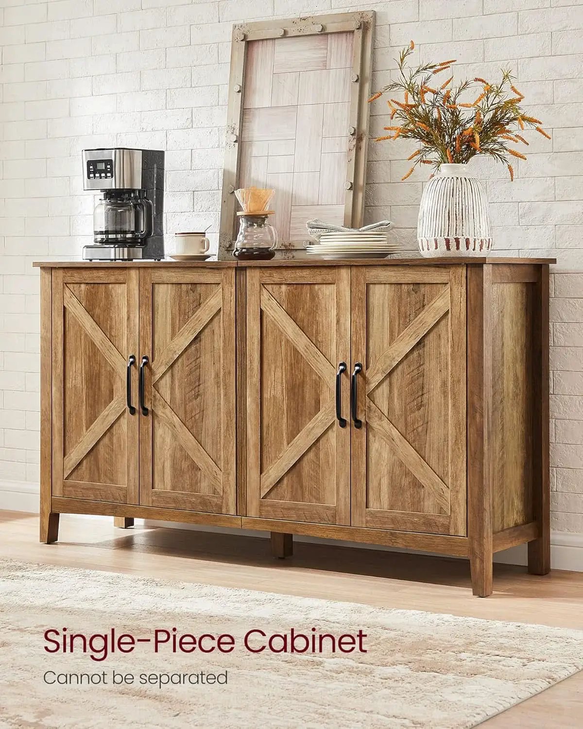 Rustic Walnut Buffet Cabinet With Adjustable Shelves from PriceLows™