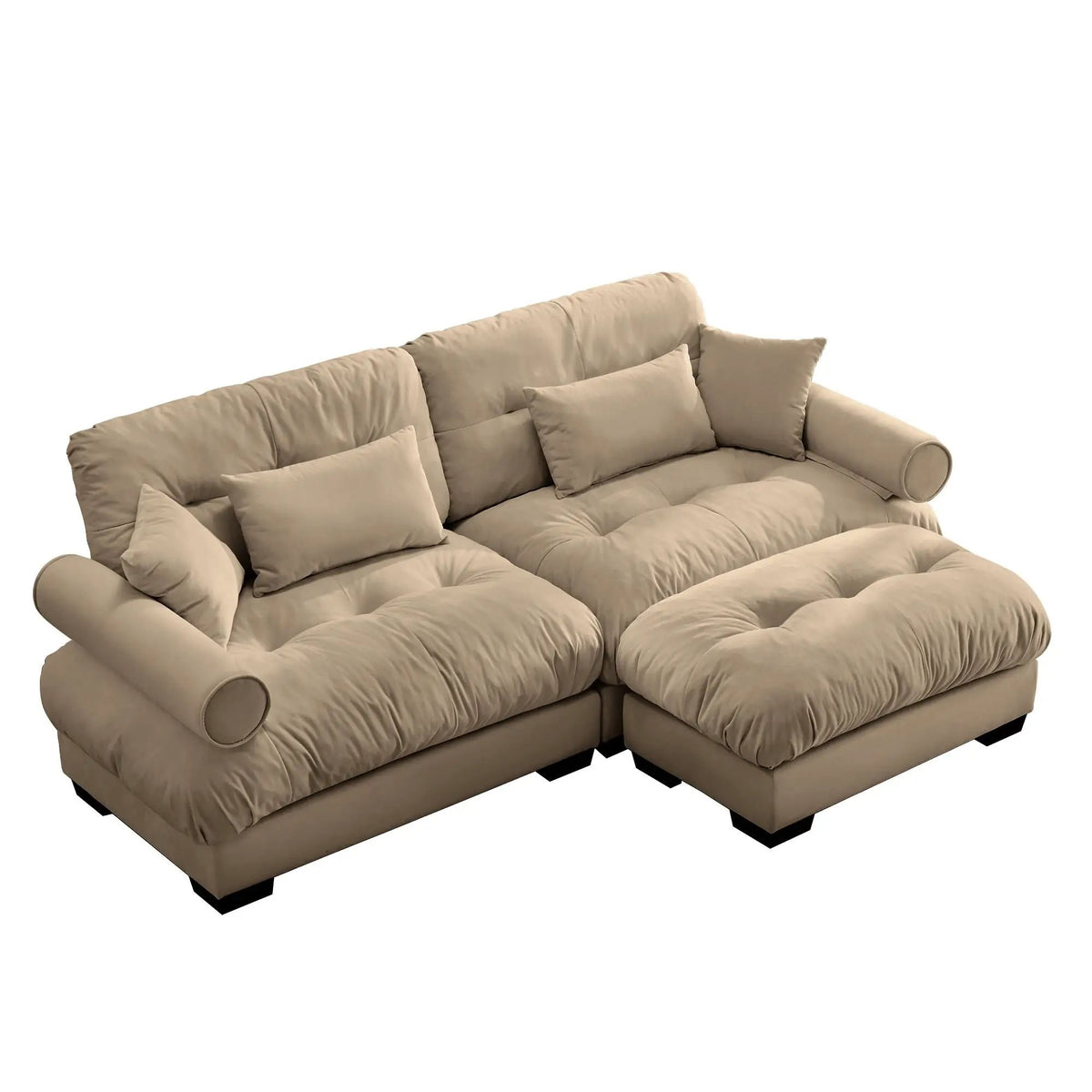 Modern Sectional Sofa | With Ottoman | Deep Seat Cushions | Throw Pillows